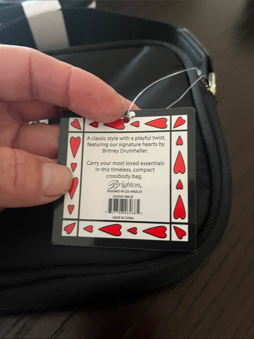 Brighton Black Crossbody Bag with LOVE Patch - Picture 2 of 6